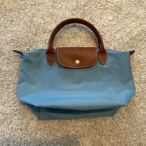 Blue Longchamps Le Pliage small tote